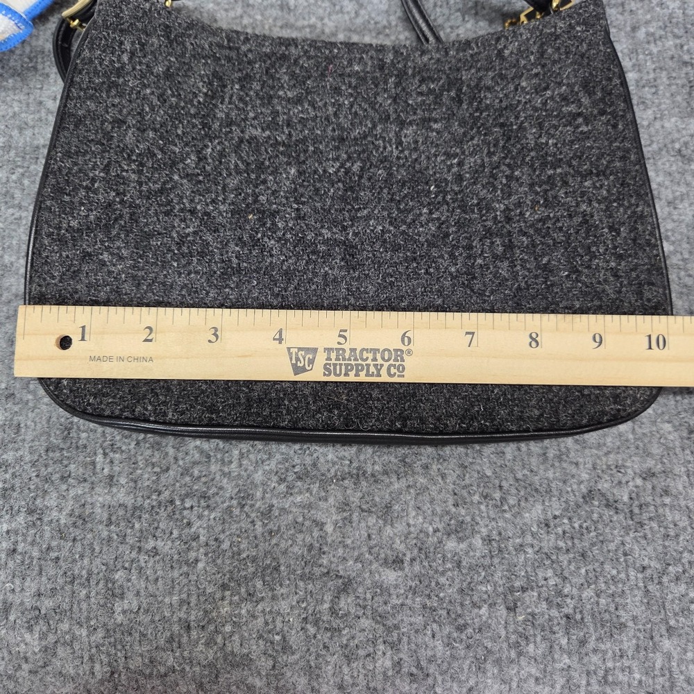 Coach Small Hobo Shoulder Bag Charcoal Gray‎ Wool Tweed Black Leather 8308 Y2K - Picture 14 of 16